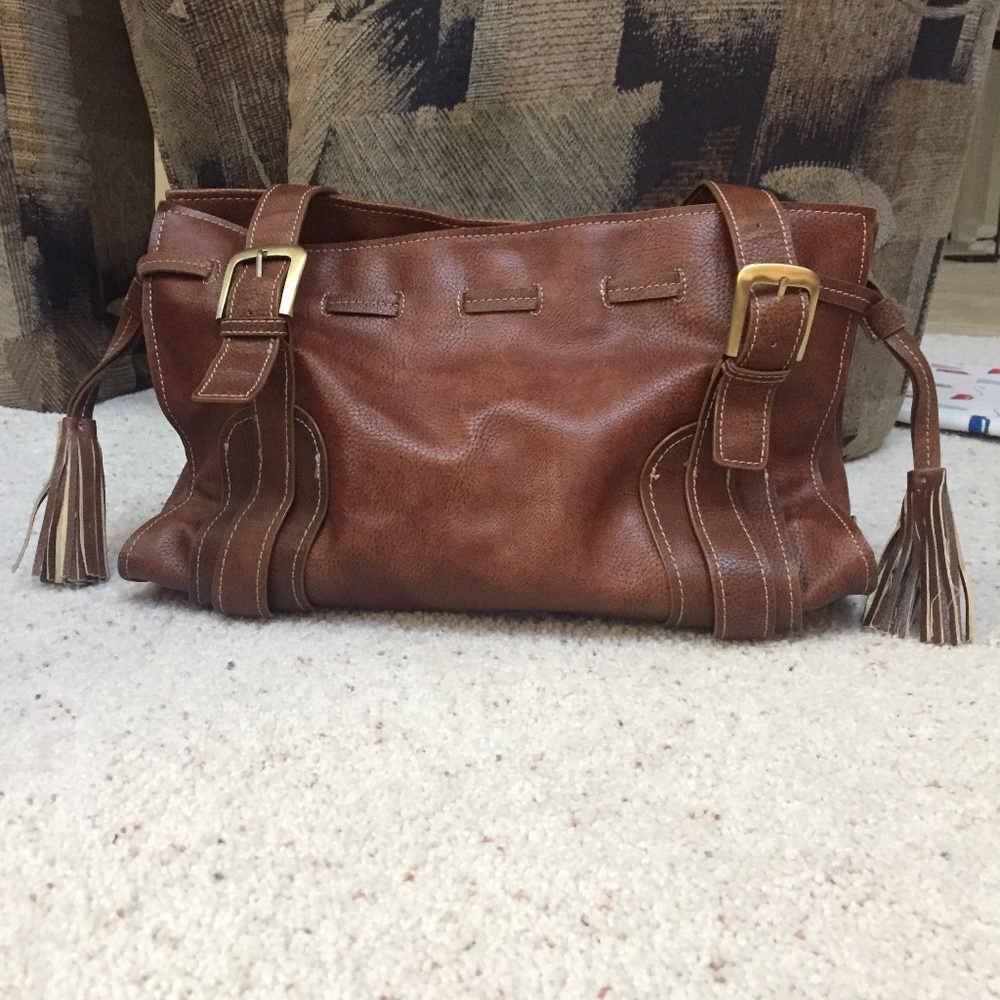 Tommy Hilfiger Brown Leather Tote Bag Purse. - Picture 5 of 6
